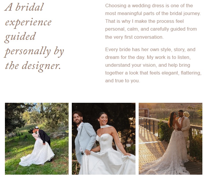 Eliannesiel website bridal and jewelry layout